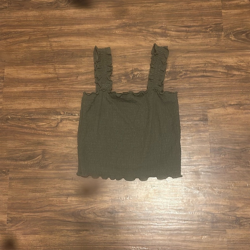 Hollister Ruffled Olive Green Tank Top
